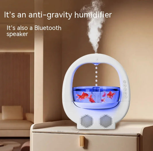 Anti-Gravity Humidifier(3-in-1) with Aromatherapy, Bluetooth Speaker, and Fish Tank Light