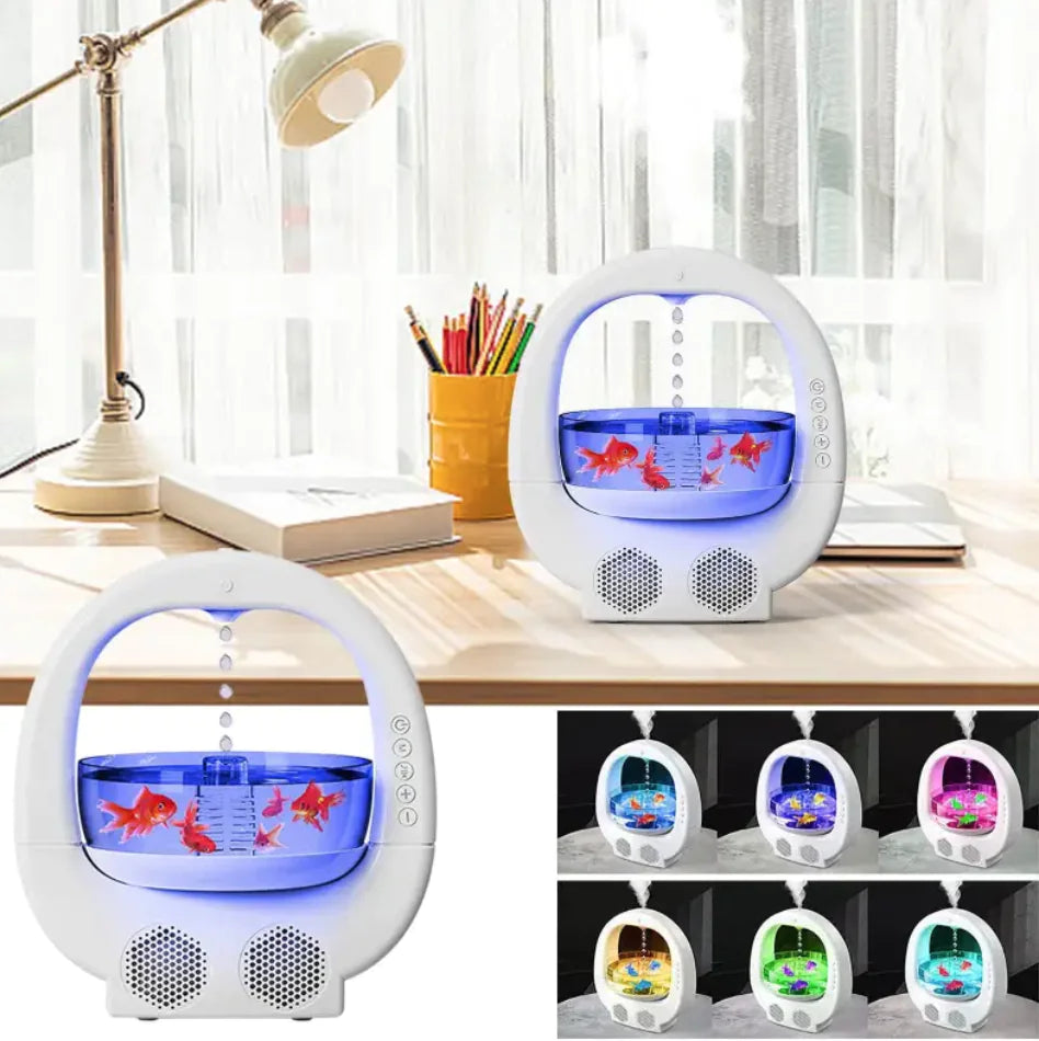 Anti-Gravity Humidifier(3-in-1) with Aromatherapy, Bluetooth Speaker, and Fish Tank Light